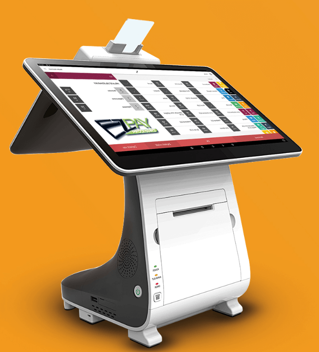 A tablet computer sitting on top of a stand.